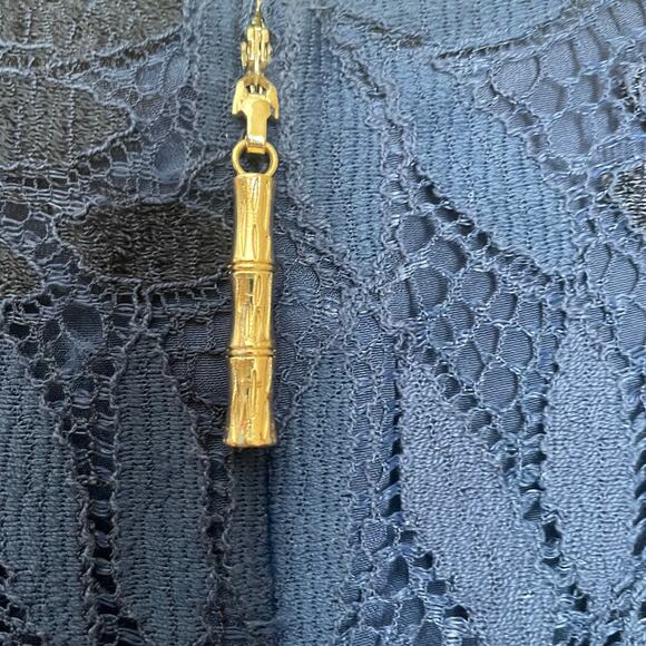 Lilly Pulitzer Jackelin Romper Size 12 Fern Gallery Lace Navy Blue Bell Sleeve - Picture 5 of 10